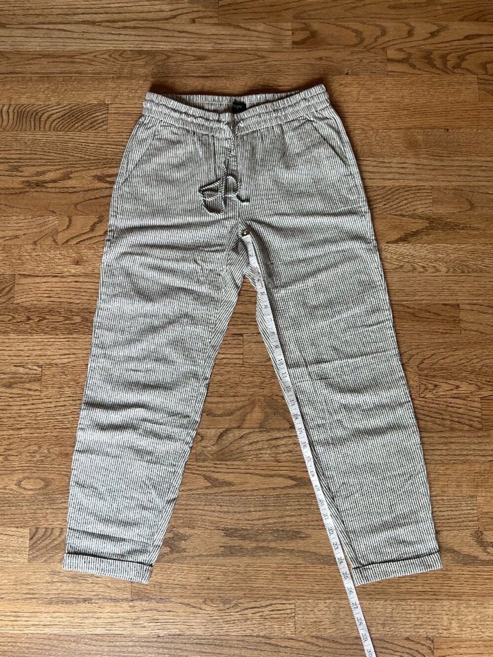 J Crew Striped Linen-Cotton Drawstring Pant - Picture 2 of 8